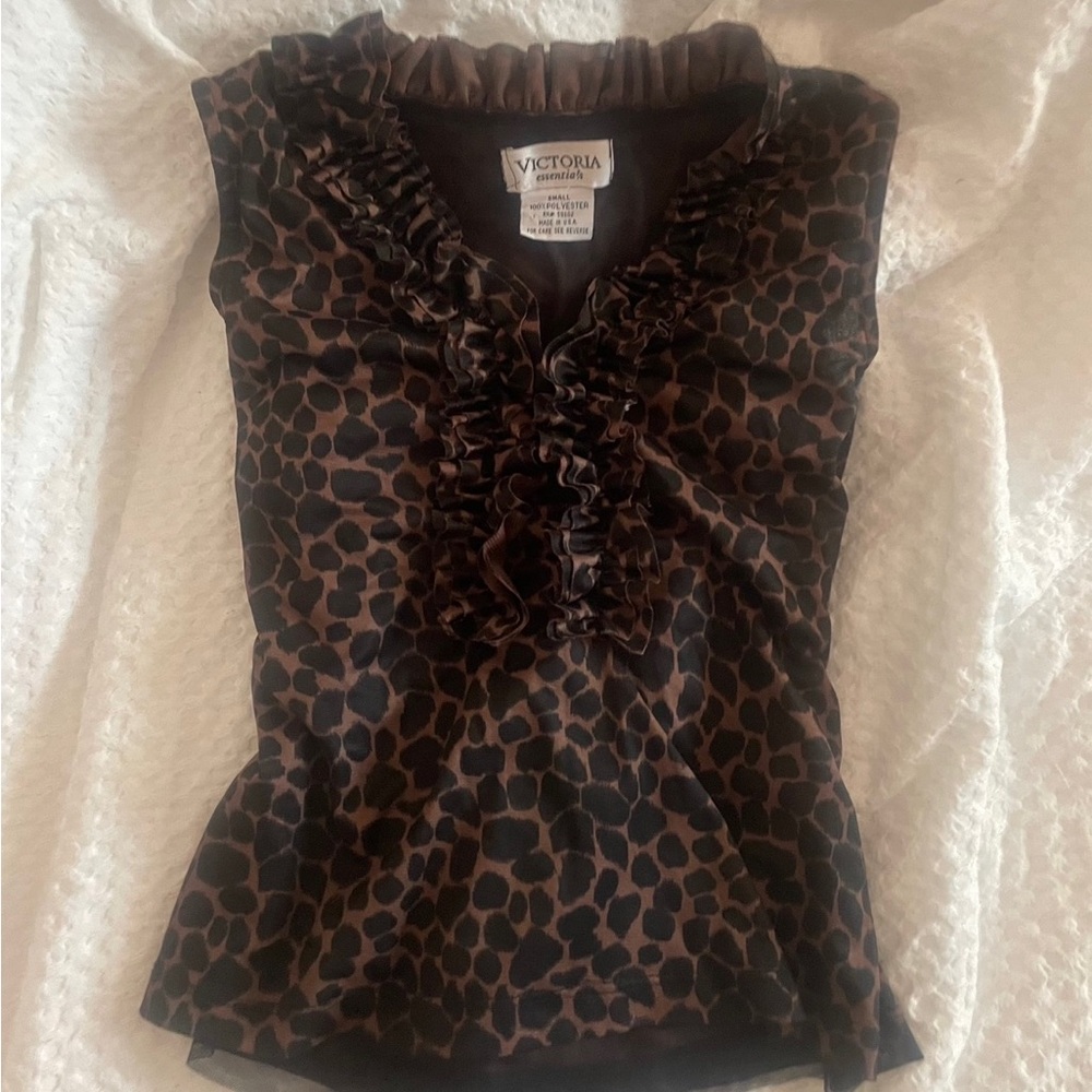 Victoria's Secret Cheetah Print Ruched Sleeveless Blouse